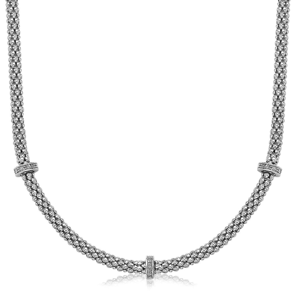 18K Yellow Gold and Sterling Silver Necklace with Diamonds (.17 ct. tw.)