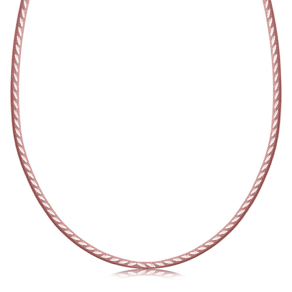 Sterling Silver Rose Gold Plated Reversible Snake Necklace with Diamond Cuts
