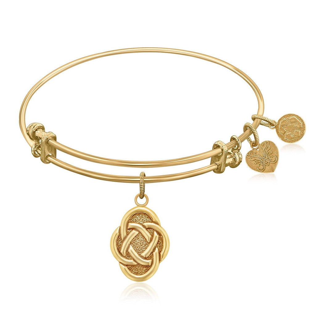 Expandable Bangle in Yellow Tone Brass with Celtic Oval Symbol