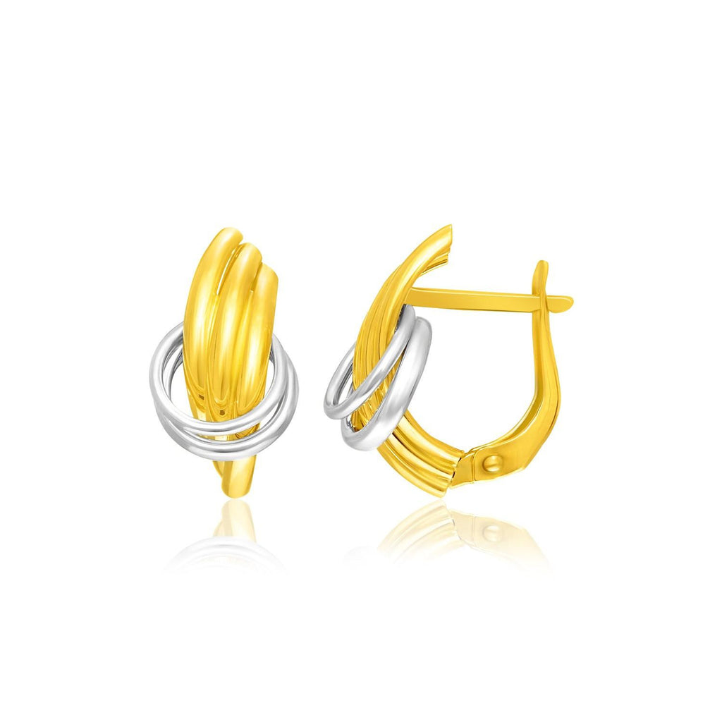 14K Two-Tone Gold Entwined Rings Style Earrings
