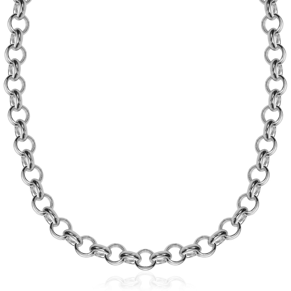 Sterling Silver Rhodium Plated Classic Rolo Chain Necklace