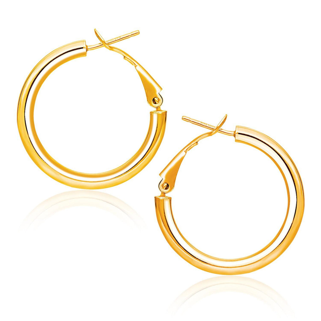 14K Yellow Gold High Polish Hoop Earrings (0.78 inch Diameter)