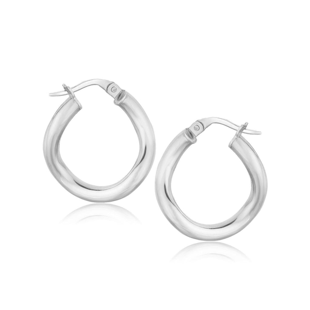 14K White Gold Italian Twist Hoop Earrings (5-8 inch Diameter)