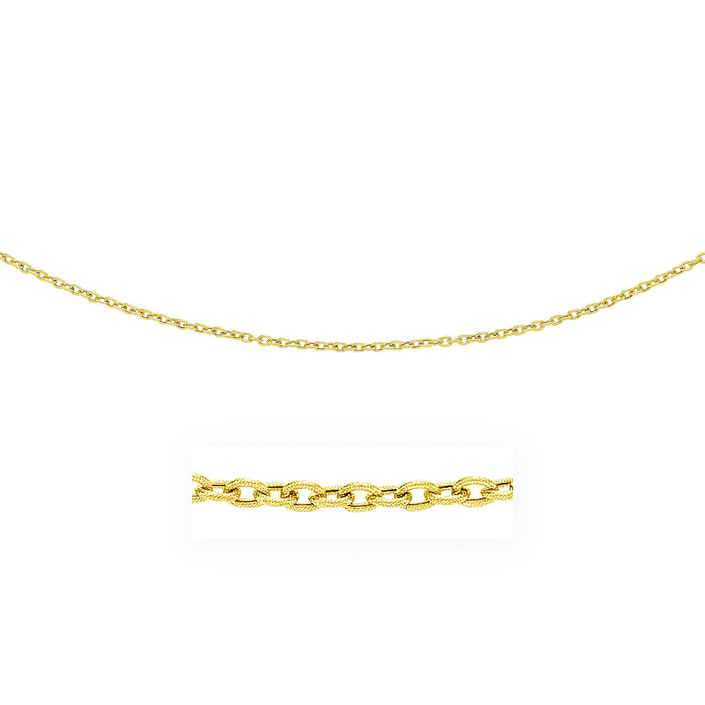 3.5mm 14K Yellow Gold Pendant Chain with Textured Links