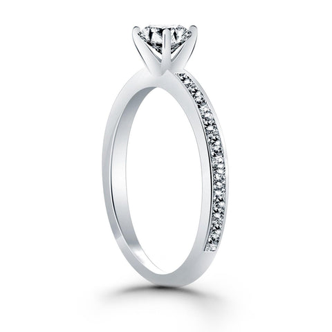 14K White Gold Classic Pave Diamond Band Engagement Ring