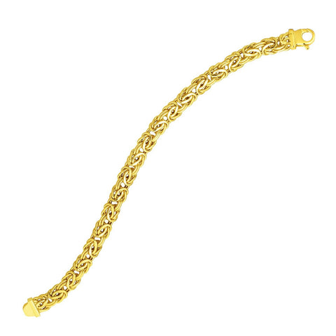 14K Yellow Gold Byzantine Link Stylish Bracelet