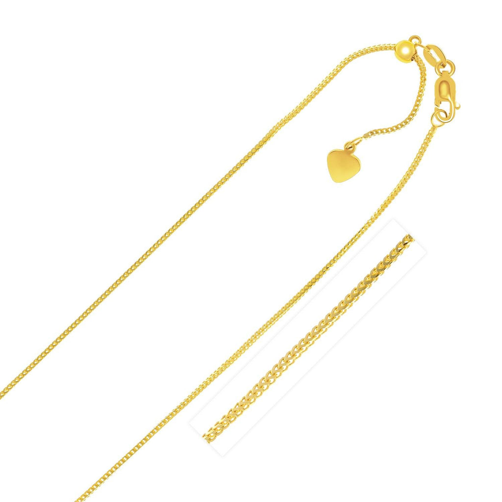 0.9mm 14K Yellow Gold Adjustable Franco Chain