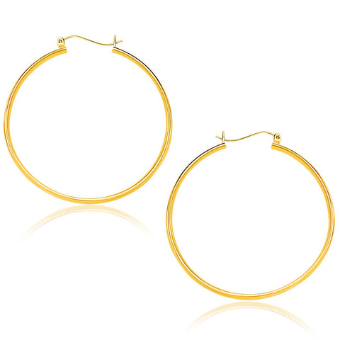 14K Yellow Gold Polished Hoop Earrings (40mm)