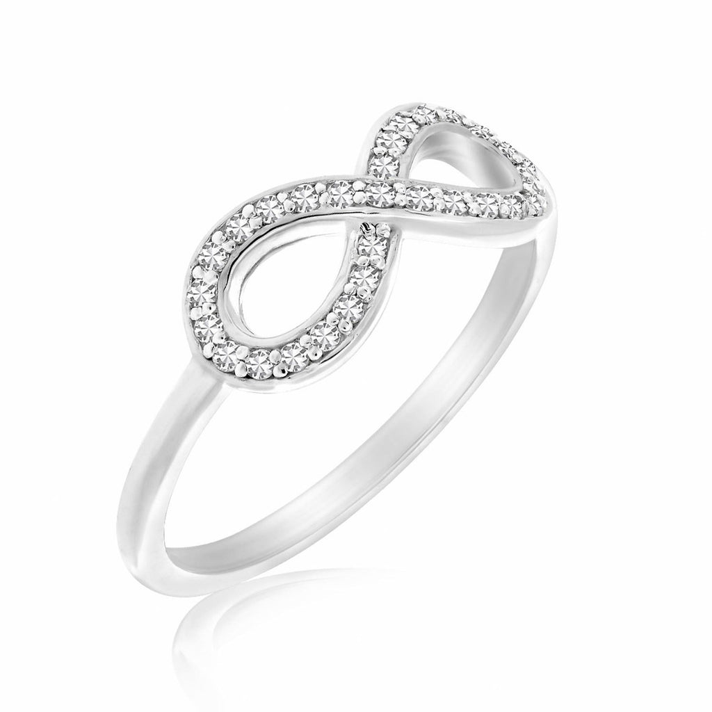 14K White Gold Infinity Ring with Diamond Accents (.09ct tw)