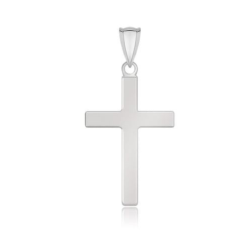 14K White Gold Flat Design Cross Pendant