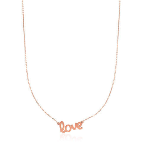 14K Rose Gold Script LOVE Necklace