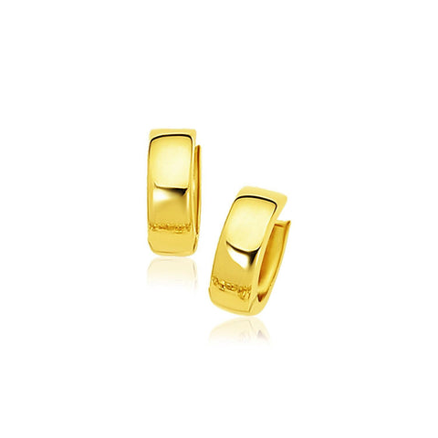 14K Yellow Gold Snuggable Hoop Earrings