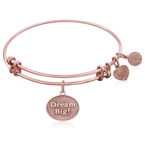 Expandable Bangle in Pink Tone Brass with Dream Big Symbol