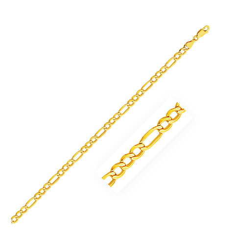 4.6mm 14K Yellow Gold Lite Figaro Bracelet