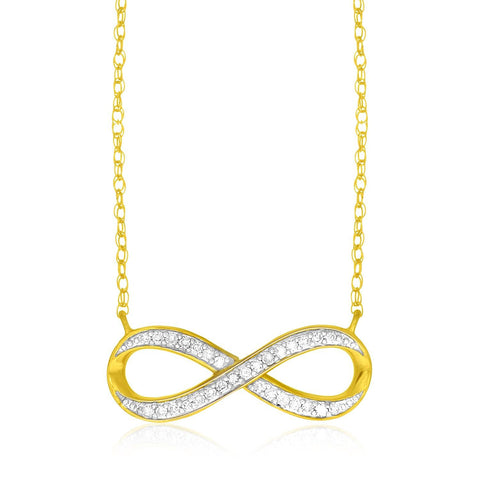 14K Yellow Gold Infinity Chain Necklace with Diamonds