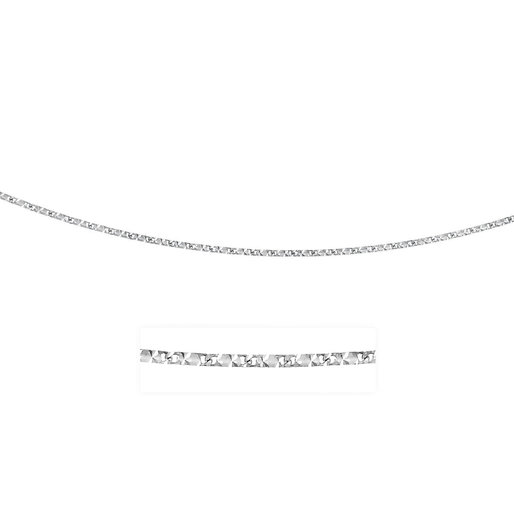 0.8mm 14K White Gold Rectangular Mariner Diamond Cut Chain