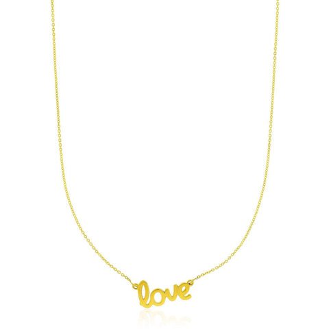 14K Yellow Gold Script LOVE Necklace