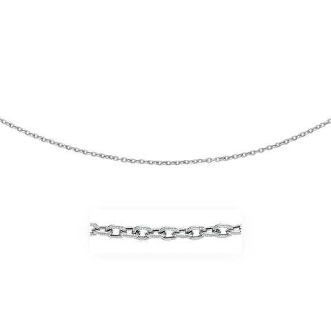 3.5mm 14K White Gold Pendant Chain with Textured Links