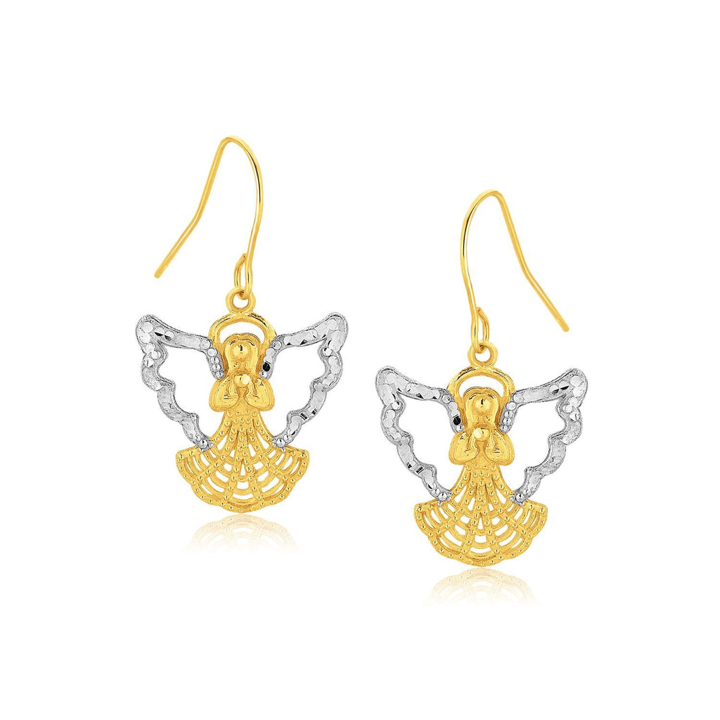 Two-Tone Angel Drop Earrings in 10K Gold