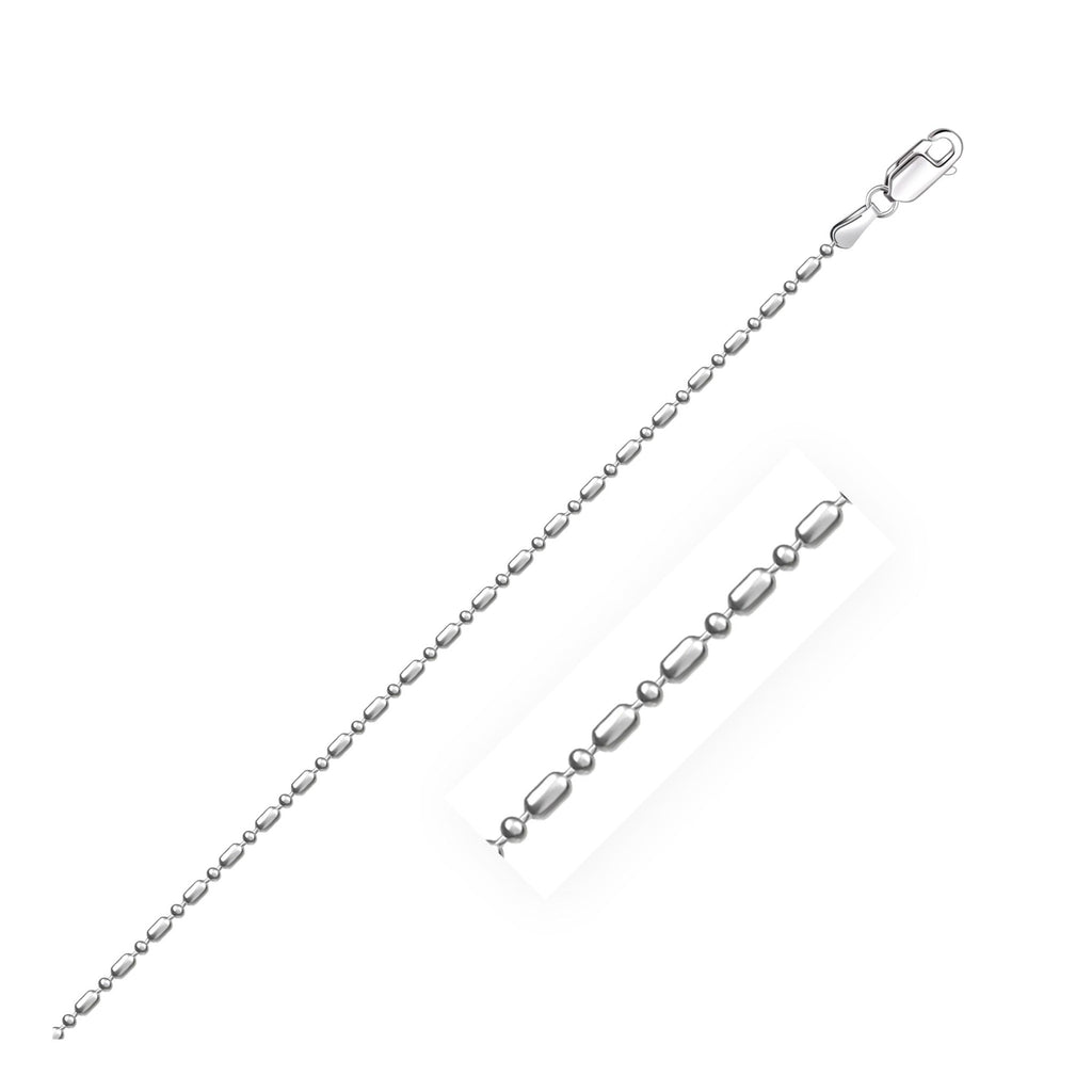 1.2mm 14K White Gold Diamond-Cut Alternating Bead Chain