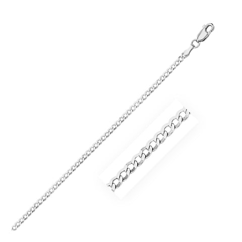 2.6mm 14K White Gold Solid Curb Chain