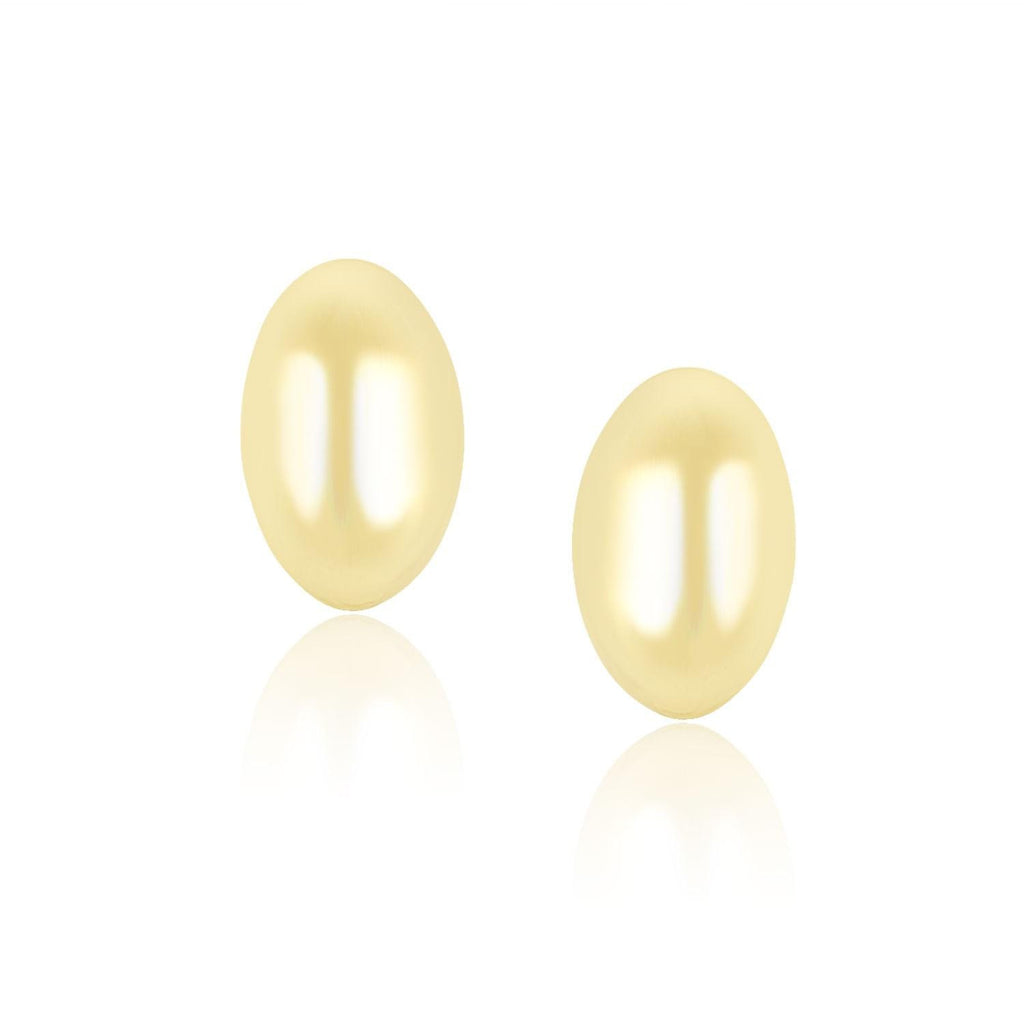 14K Yellow Gold Long Egg Style Shiny Earrings