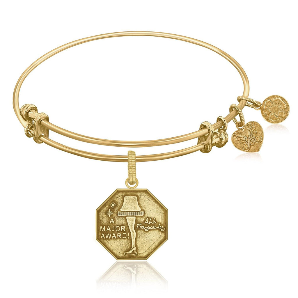 Expandable Bangle in Yellow Tone Brass with Leg Lamp AKA A Major Award Symbol