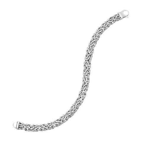 14K White Gold Byzantine Style Chain Bracelet