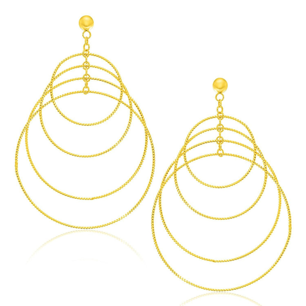 14K Yellow Gold Graduated Textured Circle Earrings