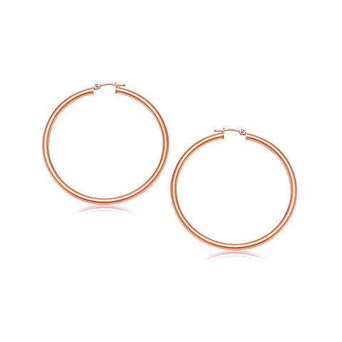 14K Rose Gold Polished Hoop Earrings (25 mm)