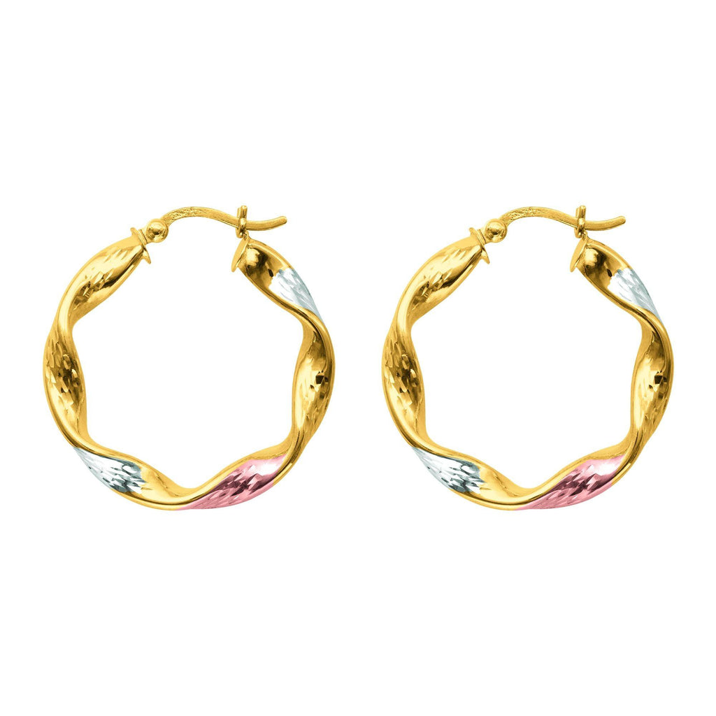 14K Two Tone Gold Hoop Earrings (7-8 inch)