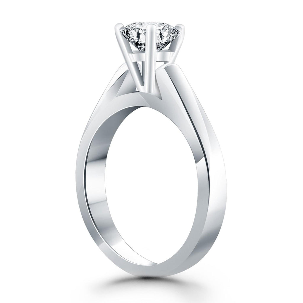 14K White Gold Wide Cathedral Solitaire Engagement Ring