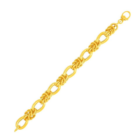 14K Yellow Gold Fancy Knotted Link Textured Bracelet