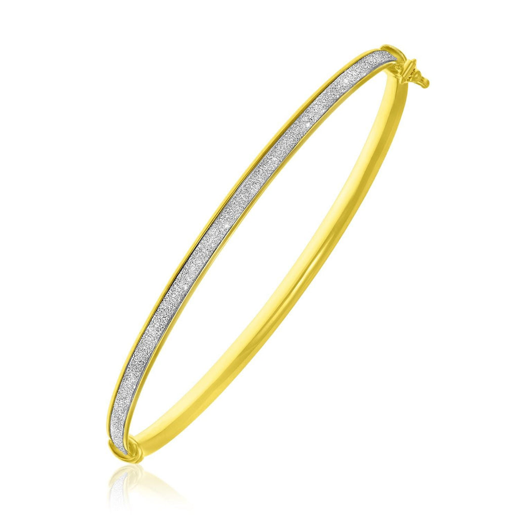 14K Yellow Gold Stackable Glitter Style Bangle