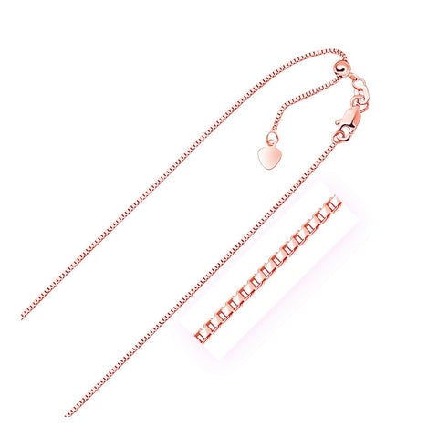 0.85mm 14K Rose Gold Adjustable Box Chain