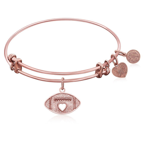 Expandable Bangle in Pink Tone Brass with Football Symbol