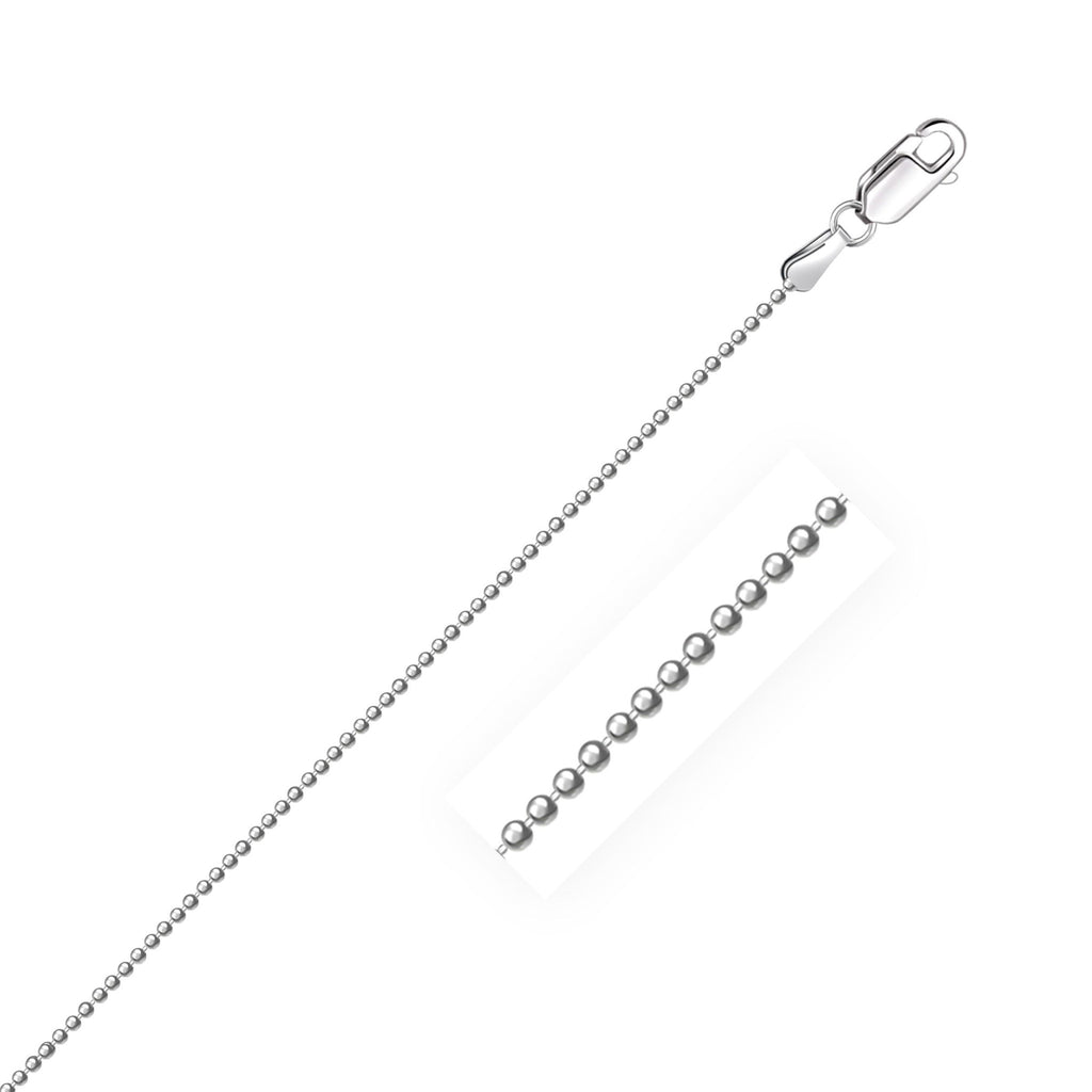 1.2mm Sterling Silver Rhodium Plated Bead Chain