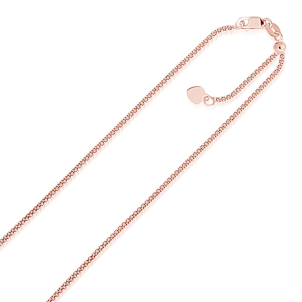 1.3mm 14K Rose Gold Adjustable Popcorn Chain