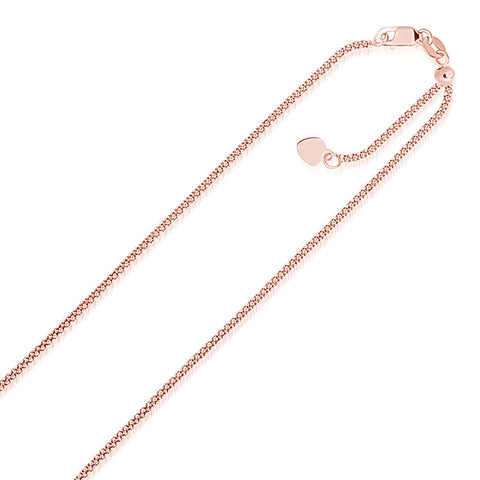 1.3mm 14K Rose Gold Adjustable Popcorn Chain