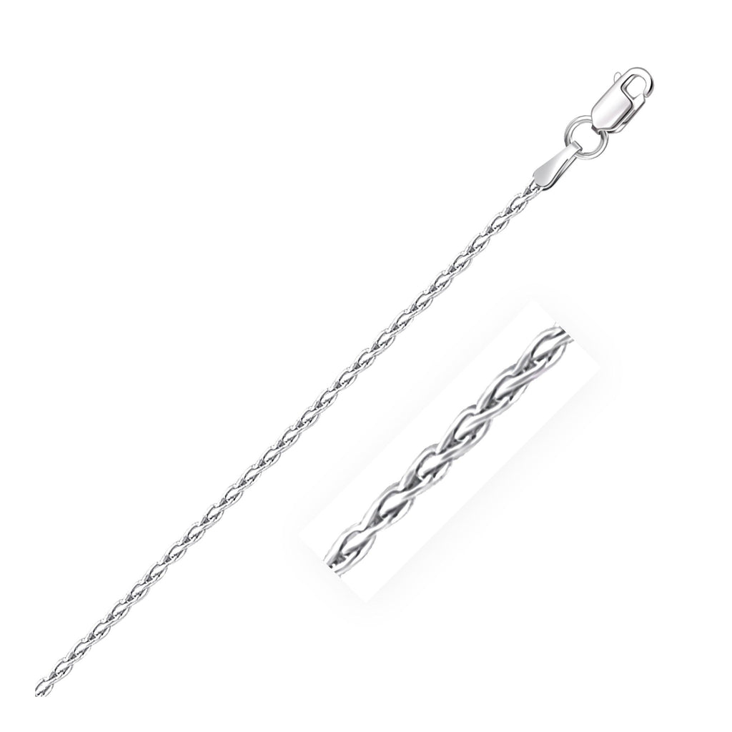 1.5mm 14K White Gold Round Wheat Chain