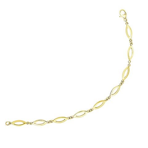 14K Yellow Gold Marquis and Tiny Ring Link Bracelet