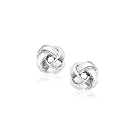 14K White Gold Classic Love Knot Stud Earrings