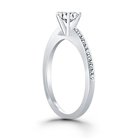 14K White Gold Channel Set Cathedral Engagement Ring