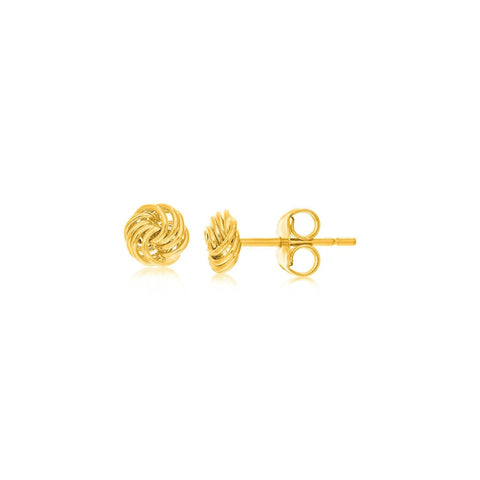 14K Yellow Gold Small Love Knot Motif Stud Earrings