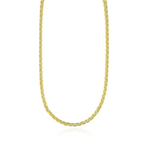 14K Yellow Gold Fox Chain Braided Motif Necklace