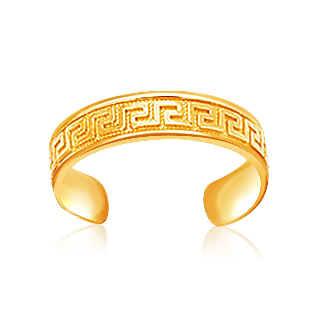 14K Yellow Gold Labyrinth Motif Toe Ring