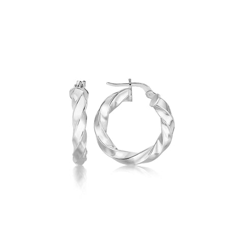 Sterling Silver Polished Fancy Twist Style Hoop Earrings