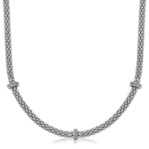 18K Yellow Gold and Sterling Silver Necklace with Diamonds (.17 ct. tw.)