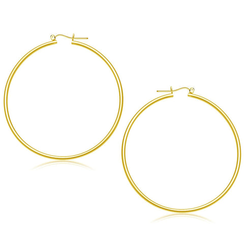 14K Yellow Gold Polished Hoop Earrings (55 mm)