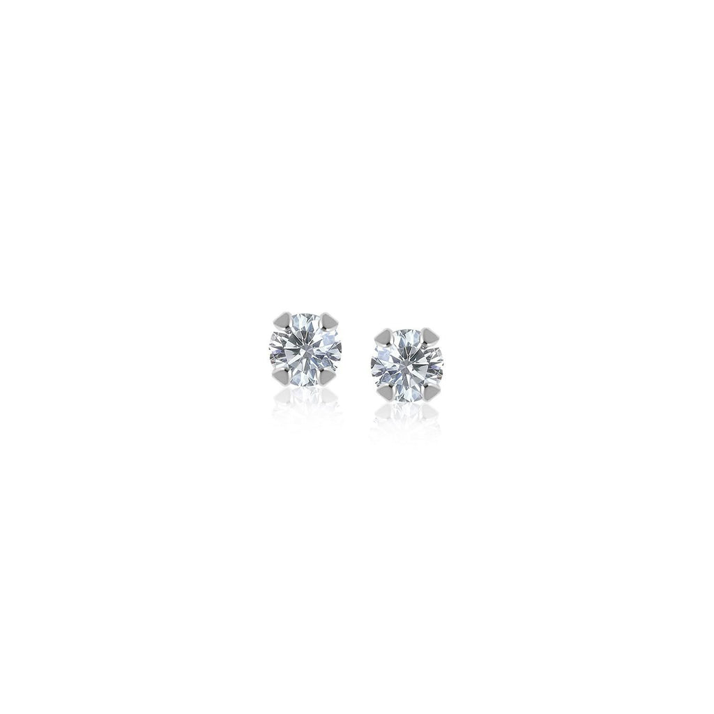 14K White Gold White Cubic Zirconia 2mm Stud Earrings